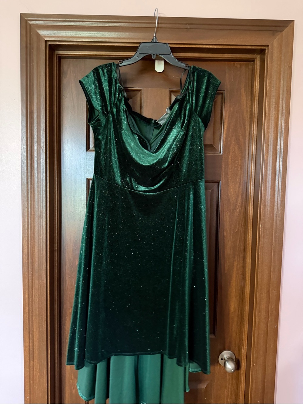 Premier Dark Emerald Velvet High-Low Cocktail Dress